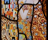 2011 - Poznań Witraż do nagrobka wg. obrazu "Pocałunek" G. Klimta